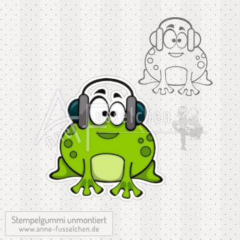 Motivstempel - Der Frosch hört Musik