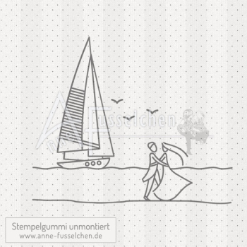 Motivstempel - Brautpaar m. Segelboot