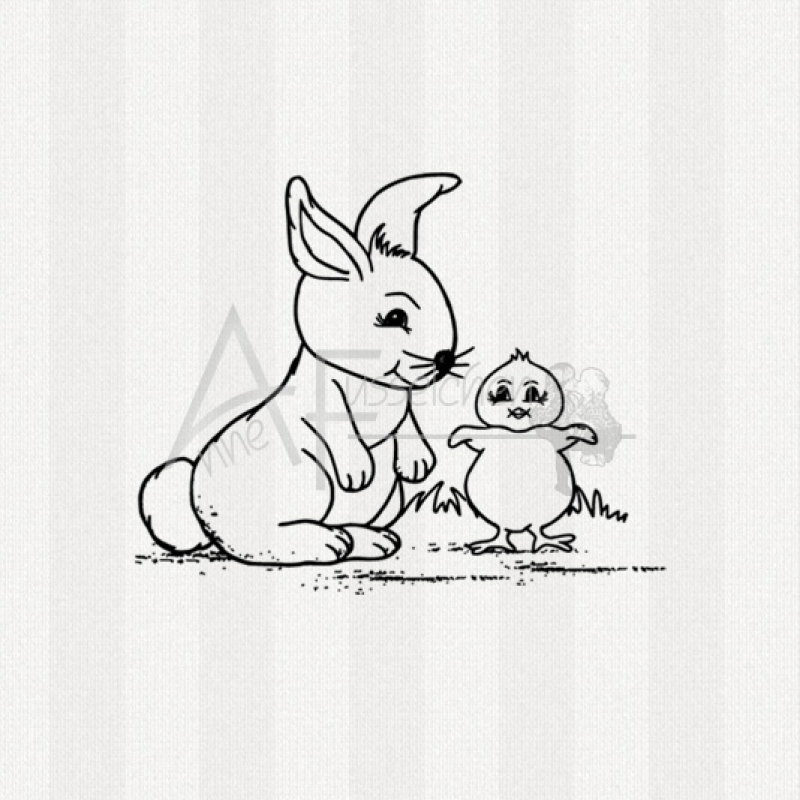 Motivstempel - Hase mit Küken (kl)