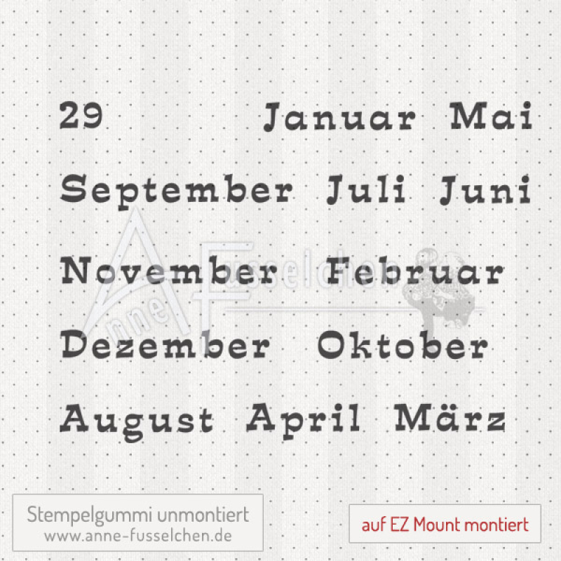 Textstempel - 12 Monate im Set
