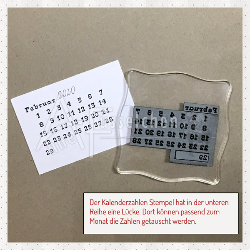 Monatsstempel in Verbindung mit Dauerkalender Zahlen