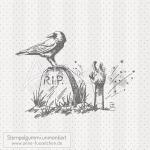 Motivstempel - Rabe auf Grabstein
